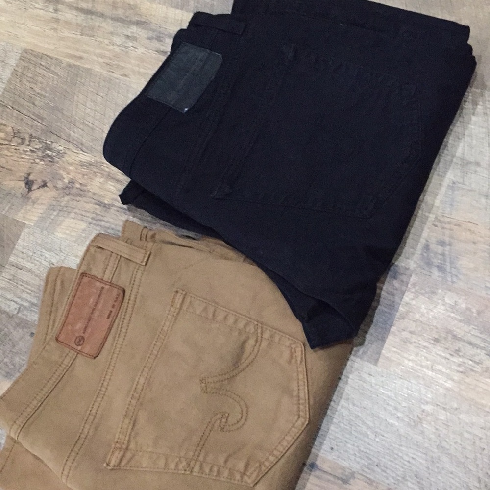 Two pairs Adriano Goldschmied stretch chinos.